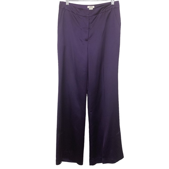 Jason Wu Purple Satin Wide Leg trouser pants size 6 High Rise NWOT - Picture 1 of 10
